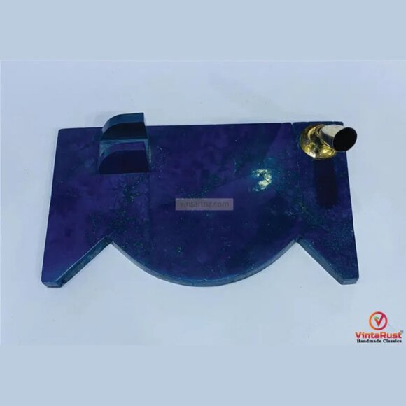 Luxury Lapis Lazuli Pen Stand: Brass Base, Desk Decor - Picture 5 of 6
